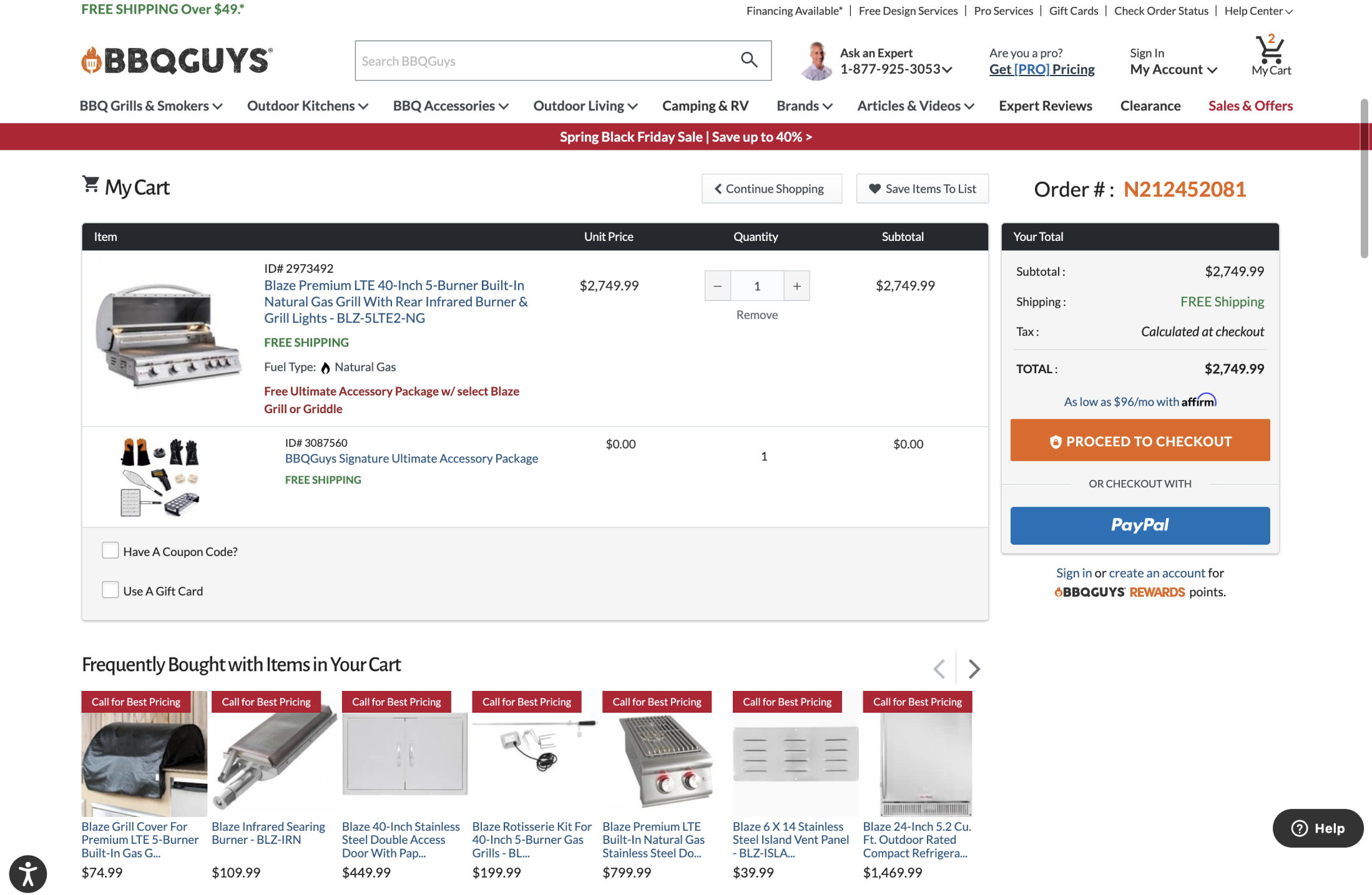 Product addons, shown in the confirmation page