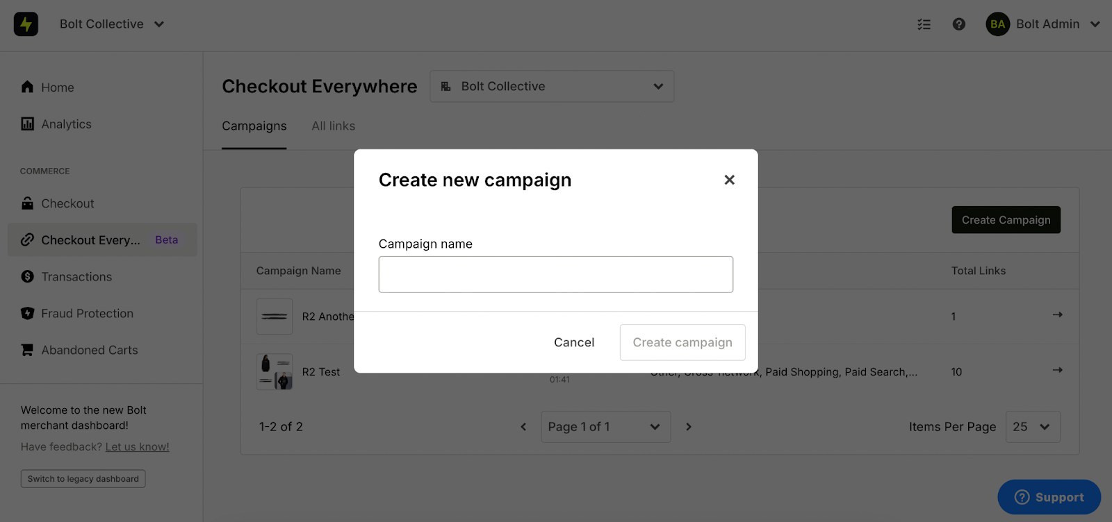Create and name a campaign.