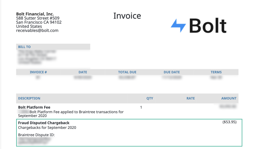bolt invoice braintree